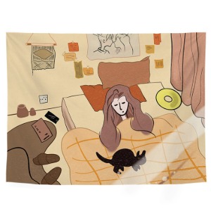 G3130 소녀와 고양이 가림막 패브릭포스터