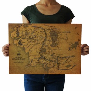 W001 반지의제왕 호빗 지도 포스터 51.5cm x 36cm