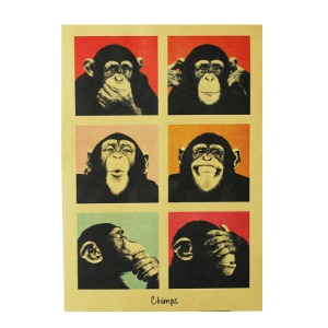 침팬지 표정 빈티지 포스터 GA08- 51.5cm X 36cm