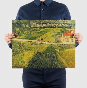 B36 빈센트반고흐 비온 뒤 오베르의 풍경 명화 빈티지 포스터 47 x 36cm